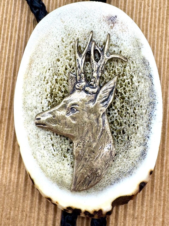 Kaklajuostė su rago ir bronzos medalionu